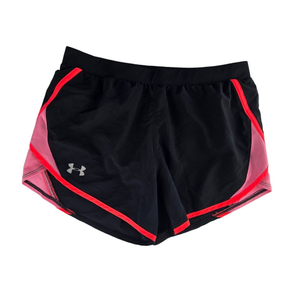 Under Armour Heatgear 1350196 Womens Small Black Pink Loose 3.5"‎ Running Shorts